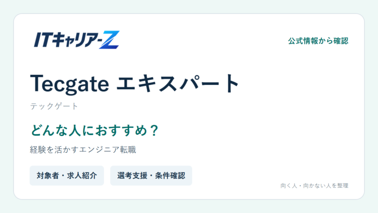 Tecgate（テックゲート）はどんな人におすすめ？特徴・対象者・注意点を公式情報から確認｜ITキャリア-Z
